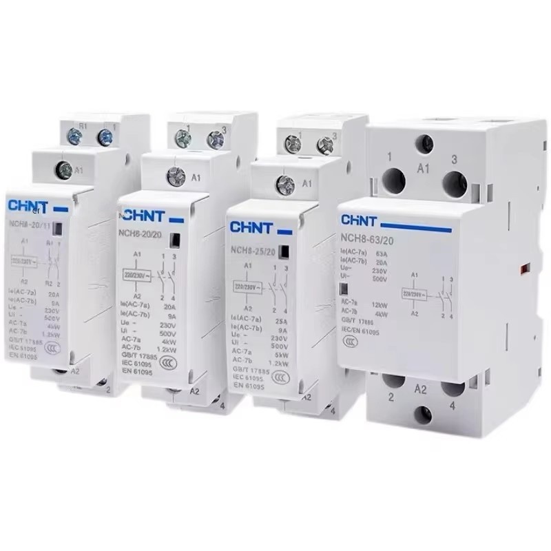 CHINT NCH8 20A 25A 40A 63A 1NO 1NC 2NO 2NC 4NO n Rail Household MIni AC Contactor 220V 230V 400V 63/
