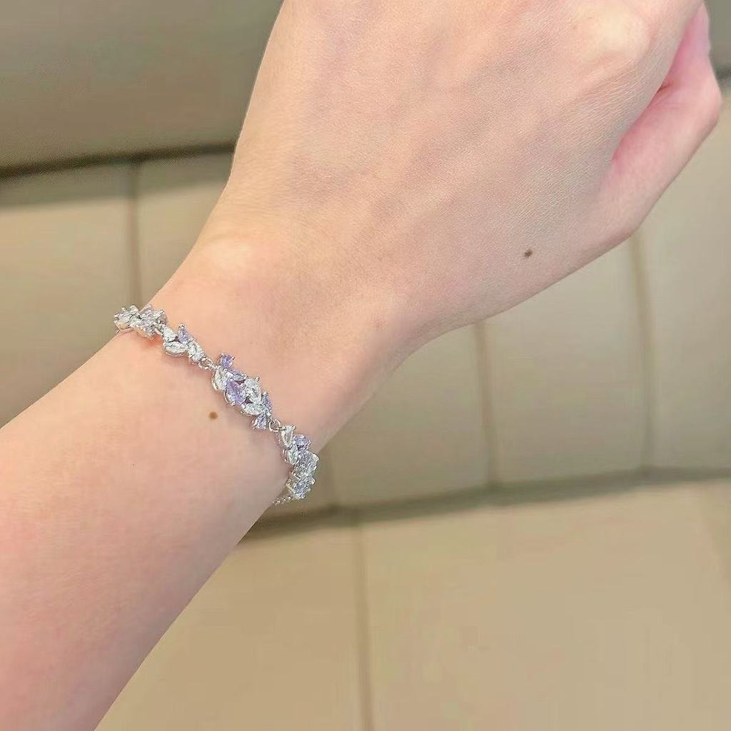 Gelang Serut Zirkon Peledak Kecil Gelang Berlian Bunga Sakura Manis Wanita