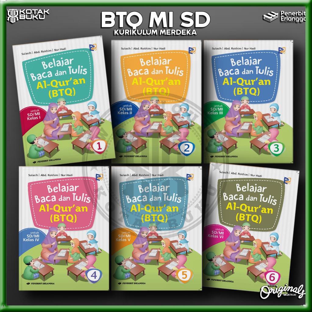 [ Erlangga ] Buku  Belajar Baca Dan Tulis Al-quran / BTQ Kelas 1 2 3 4 5 6 SD MI / BTQ SD