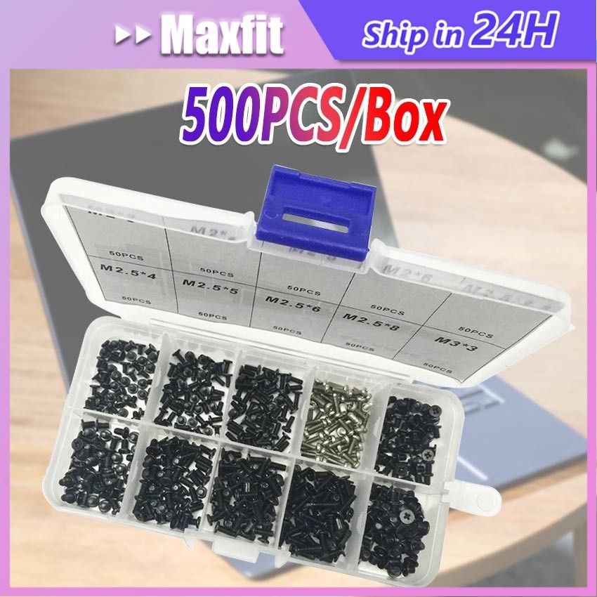 500PCS/Set Baut Laptop Set Paket / Computer Screw Lengkap Universal Mur Computer PC M2 M2.5 M3 ASUS 