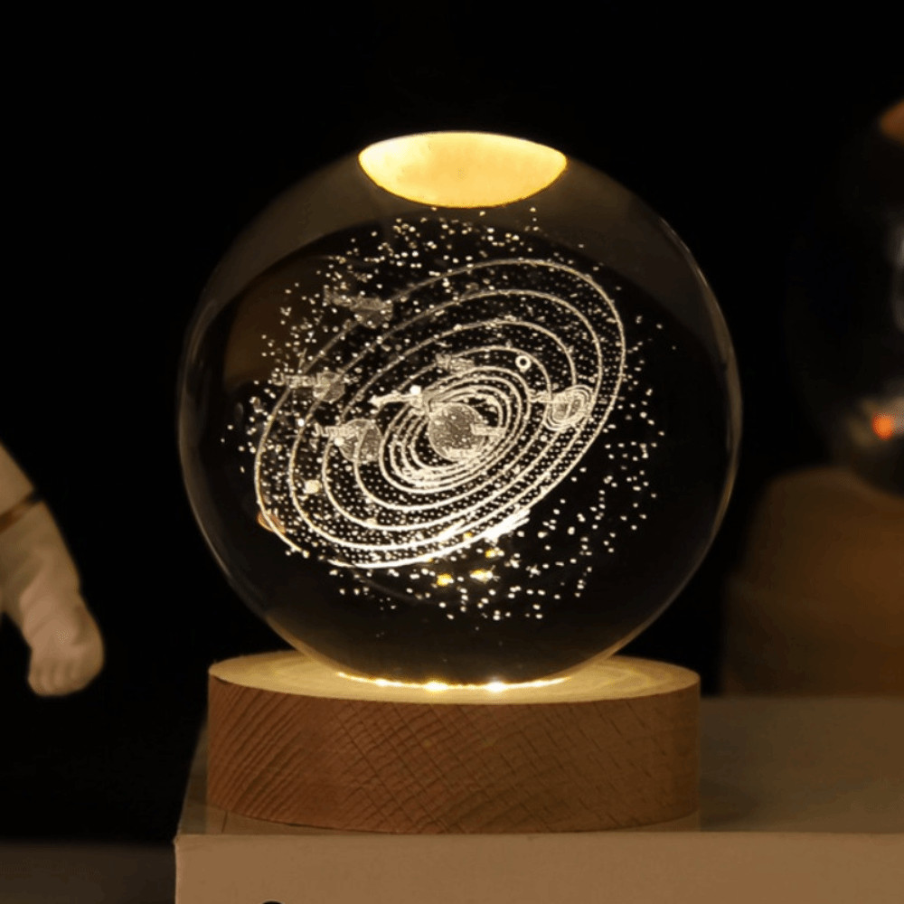 Crafts With LED Stand 3D Crystal Ball Laser Engraved 6cm Universe Gifts Unique 3D Solar System Cryst