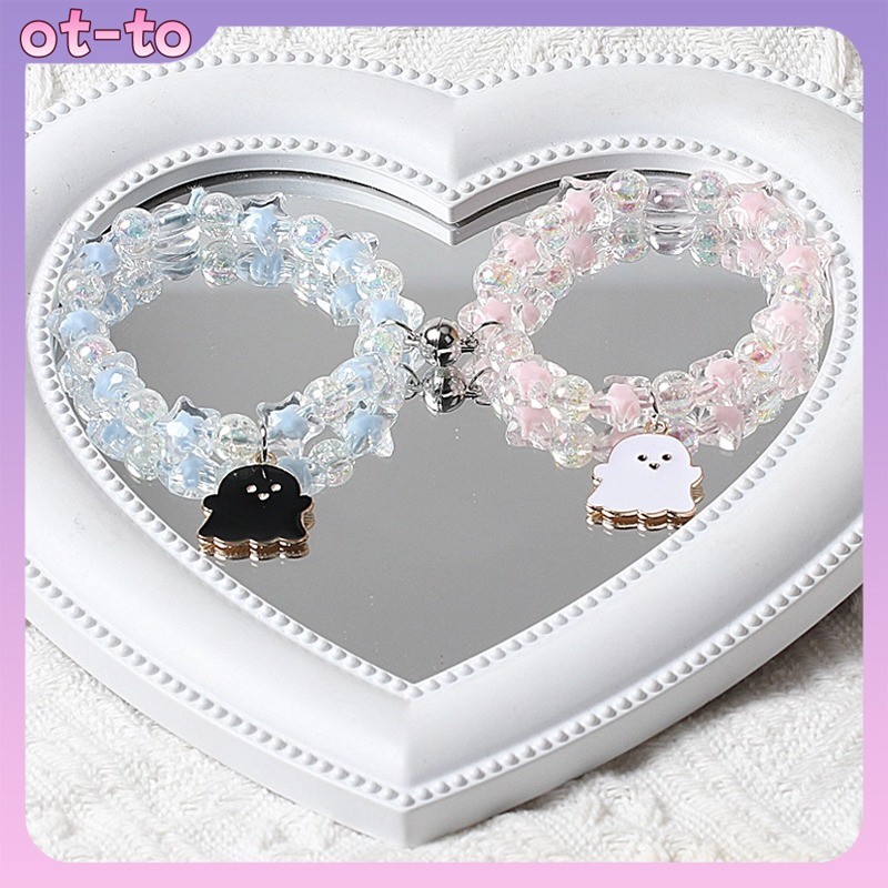 Gelang Kristal Hantu Kartun 3 Orang - Hadiah Ulang Tahun Sahabat, Manik Pasangan, Gelang Tali Kulit 