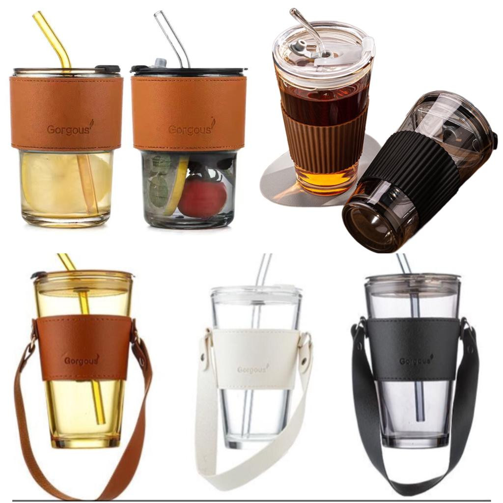 263 Botol Kaca 2 In 1 / Tumbler Gelas Kaca / Botol Minuman BPA FREE