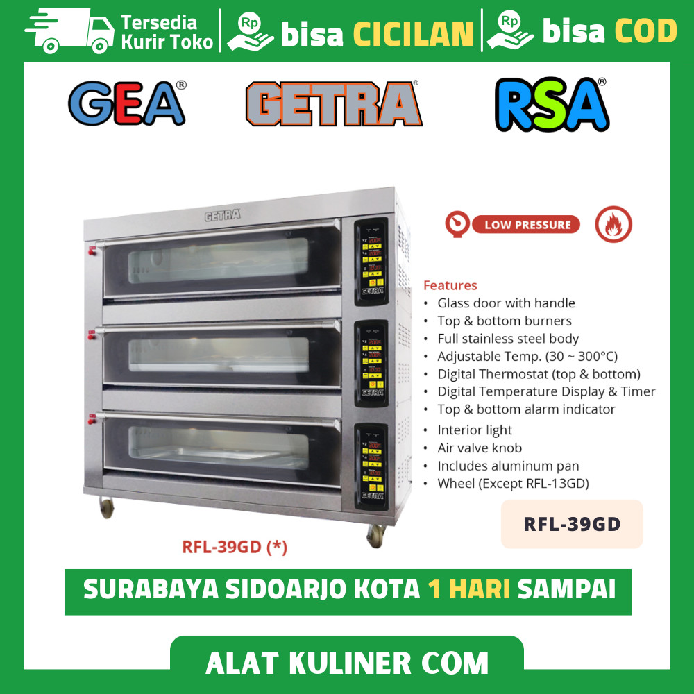 Oven Gas Getra Rfl-39gd Oven Gas 3 Deck 9 Tray Garansi Resmi