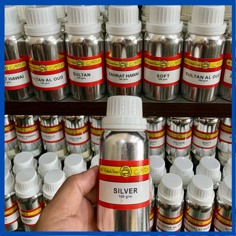 SILVER ALREHAB BIBIT 100ML PARFUME ARABIAN ORIGINAL SEGEL AL REHAB 100.ML BIBIT 100GRAM AROMA SAUDI 