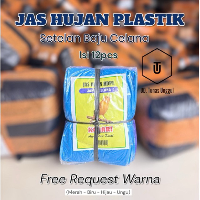 READY 12 PCS JAS HUJAN PLASTIK SETELAN BAJU CELANA - mantel plastik setelan ukuran dewasa - mantel p