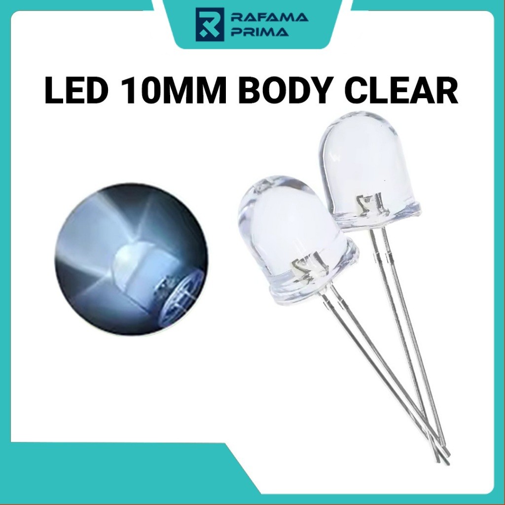LED 10mm Body Clear - Warna Putih