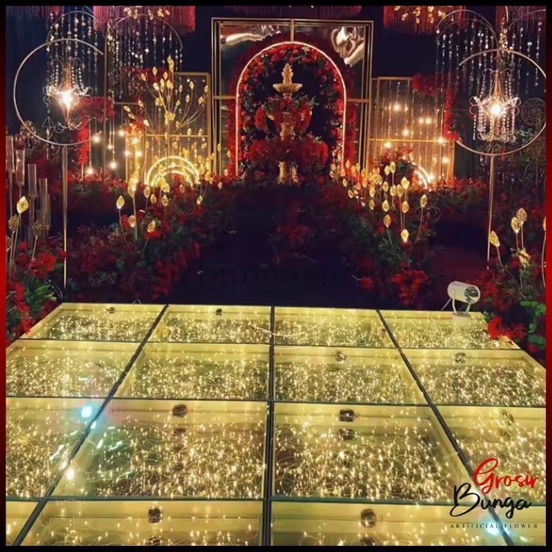 FREE PACKING KAYU LAMPU PANGGUNG STAGE KACA TEMPERED GLASS 1 SET ISI 4 UKURAN 60X60 CM LANTAI DANSA 
