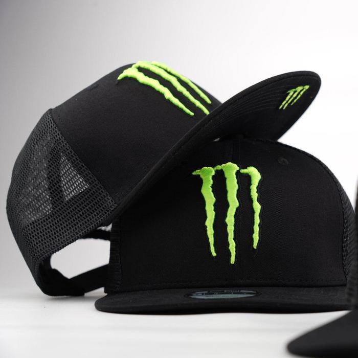 Topi Snapback M0nstr E Cap Distro Fashion - Hitam Jaring