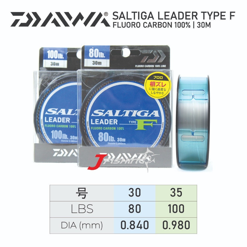 Senar PE DAIWA SALTIGA LEADER T-F 30M | 80 & 100LBS Lbs | Senar PE | Made in Japan | Distributor