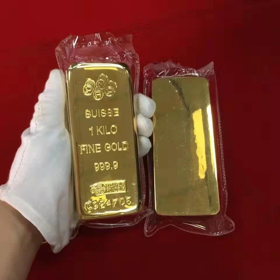 Replika Batangan Emas 24k 1kg/1000g, Replika Toko Perhiasan Swiss, Pajangan Bank, Contoh Anti Maling