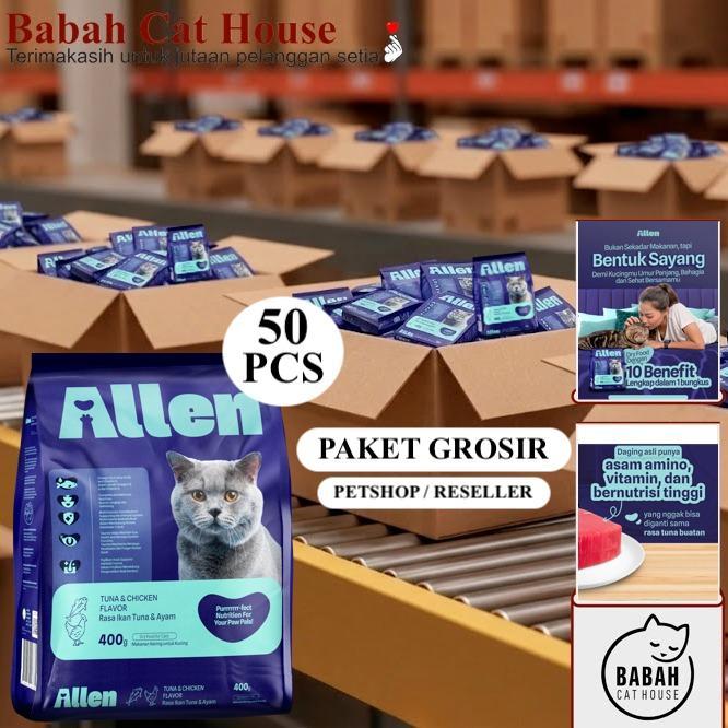 50 PCS ALLEN CAT FOOD HALAL 400g makanan kucing alshad ahmad rasa tuna chicken untuk adult premium p