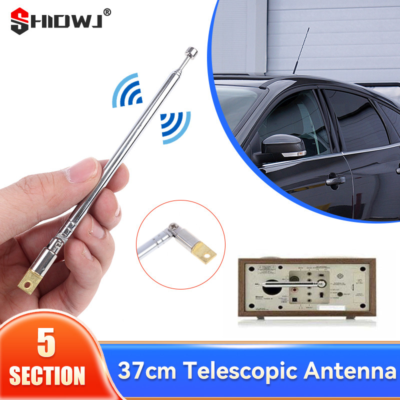354mm 5 Sections Telescopic Stainless Steel AM FM Radio Universal Aerial Adapter HiFi Receiver Mini 