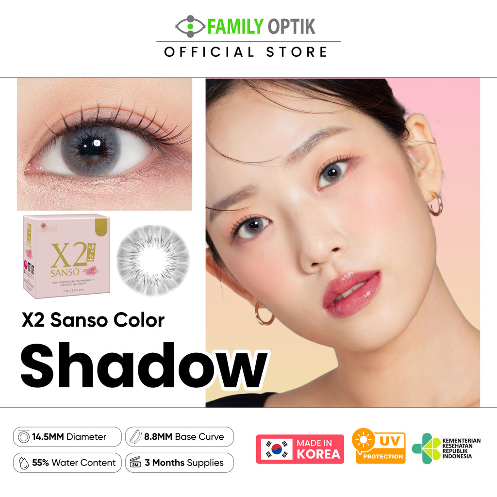[POPULAR] X2 Sanso Color Shadow Monthly Softlens Warna Soflen Minus Normal Korean Made