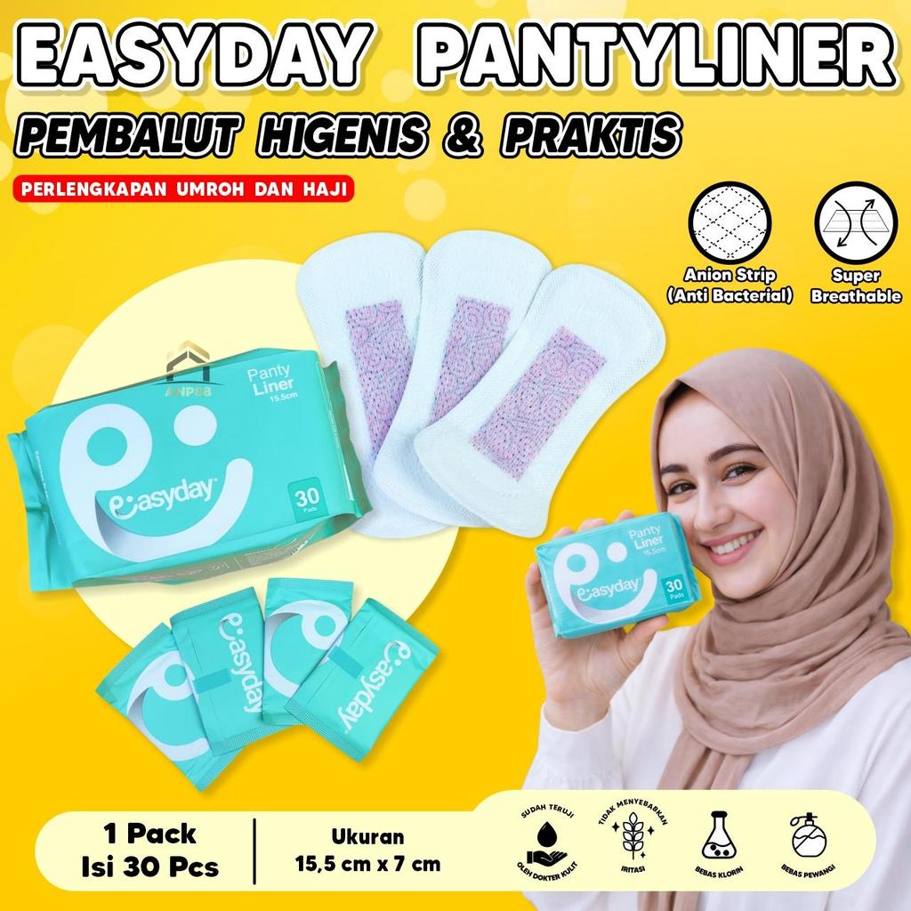 ANP88 - Easyday Pantyliner Pembalut Higenis & Praktis untuk Umroh & Haji, 30 Pcs, Ultra Tipis, Super