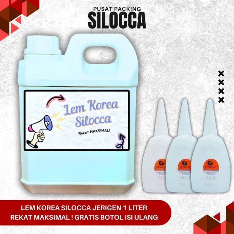 Lem Korea Premium Jerigen 1 Liter Silocca /Lem Serbaguna/Lem Super/Lem Kayu/Lem Literan/Lem Tas/Lem