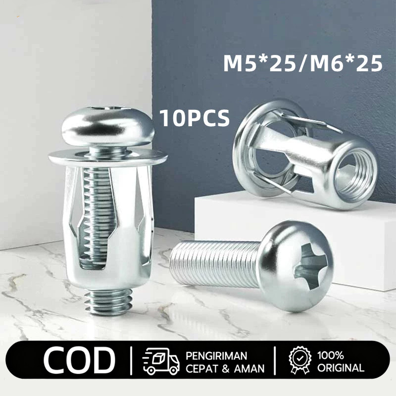 10PCS Jack Nut - Rivet Plat Metal Mur Baut Drat Sekrup Fisher M4 M5 M6 Skrup
