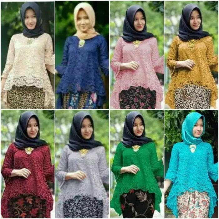 SALE Dolla Brukat Kebaya Wanita Dress Panjang Pesta Kondangan Brokat Full Furing Ukuran M L XL XXL A