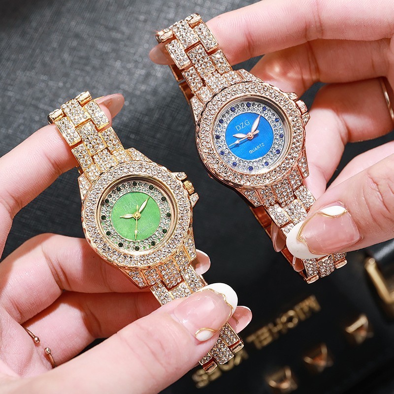 Jam Tangan Wanita Terbaru Minimalis Elegan Gaya INS Mewah Vintage, Dial Kerang Warna Dengan Berlian 
