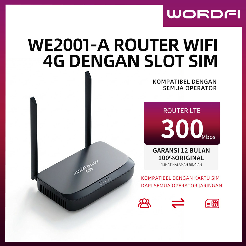 READY WORDFI 4G/5G SIM Card Router 500Mbps Modem Wi-Fi Perpanjangan Sinyal Router Rumah