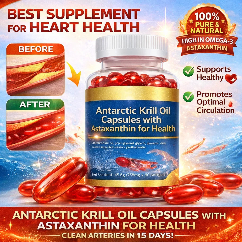 Beli 1 Gratis 1* Kapsul Minyak Krill Antartika (60 Kapsul) Kapsul Suplemen Astaxanthin Minyak Krill 