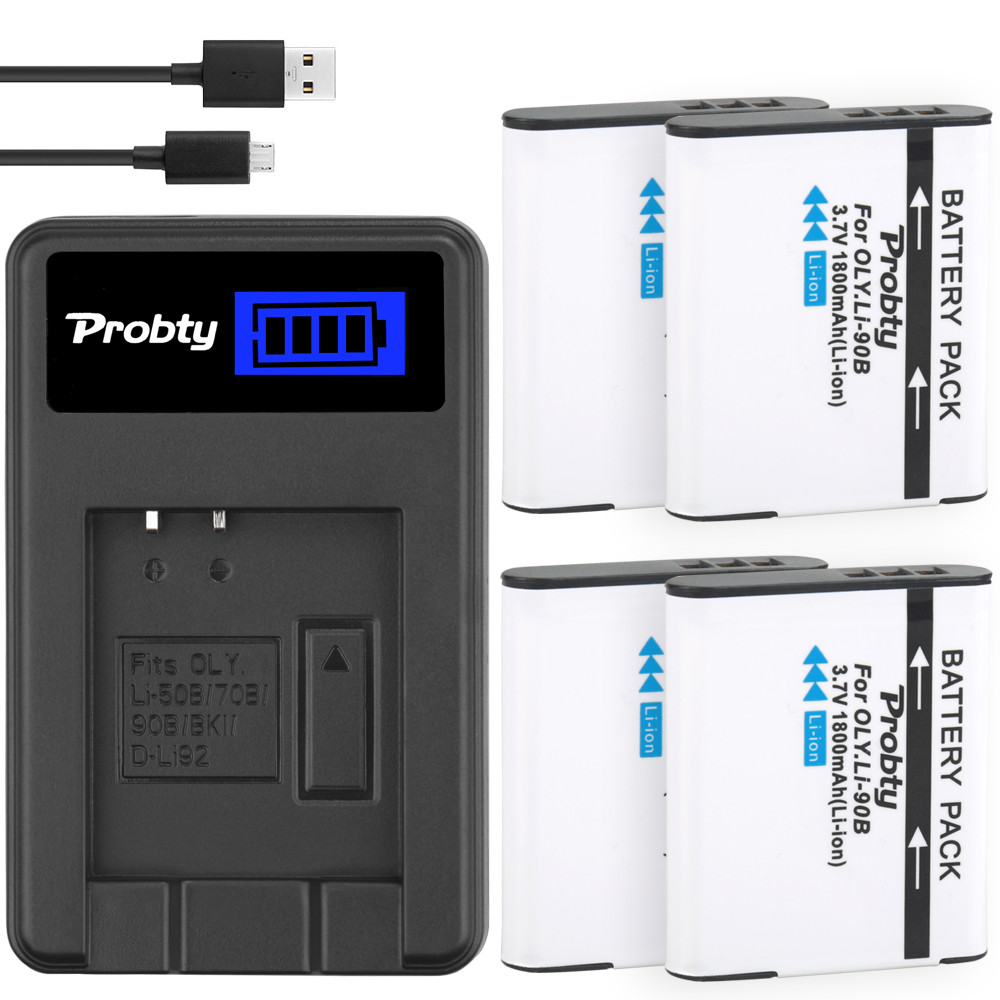 LI-90B Camera Battery+Charger For Olympus Tough TG-1 iHS TG-2 iHS TG-3 TG-4 SH50 Olympus SP-100 Olym