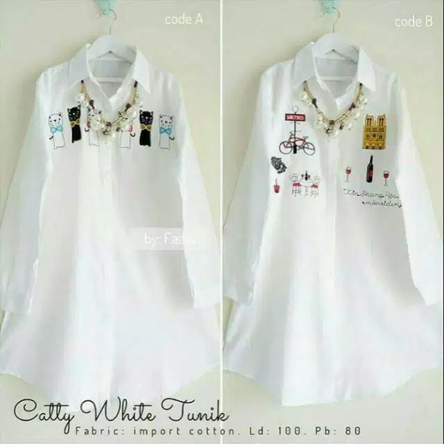 Baju murah - Atasan white Tunik / Catty white tunik
