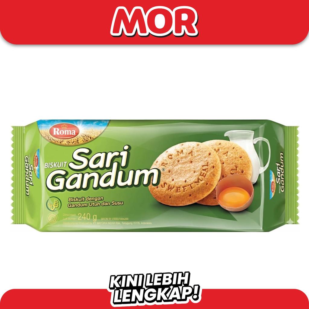 ROMA Sari Gandum 240g - Biskuit Gandum Utuh Camilan Sehat Keluarga - Roma Sari Gandum Sandwich Susu 