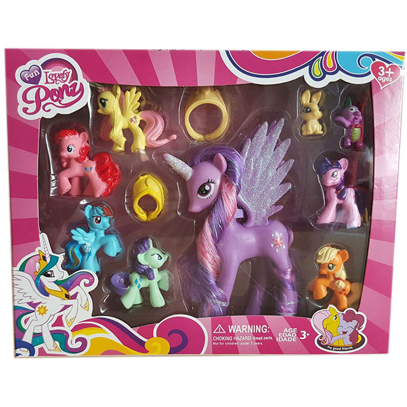 9 Piece/set Little Pony Model Figure Set Gift Princess Twilight Sparkle Rarity  Apple Luna Models To