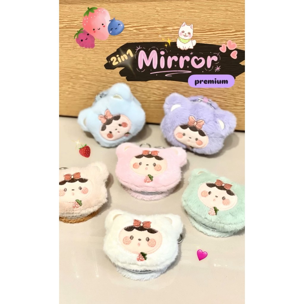 Cermin Lipat Boneka Beruang Plush Lucu Mini AW 0503221