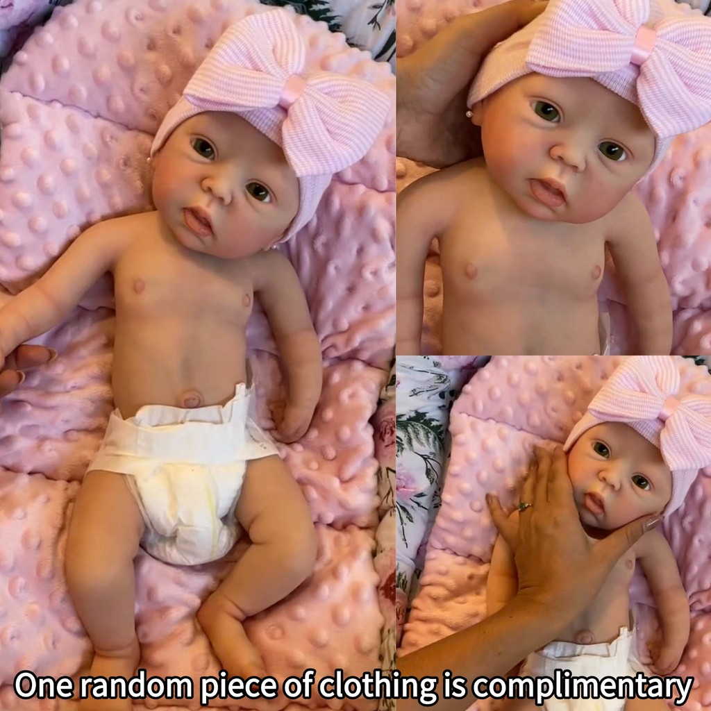 Aizwa1 18 Inch Lifelike Silicone Reborn Doll Girl Handmade Lifelike Bebe Soft Touch Reborn Baby Doll