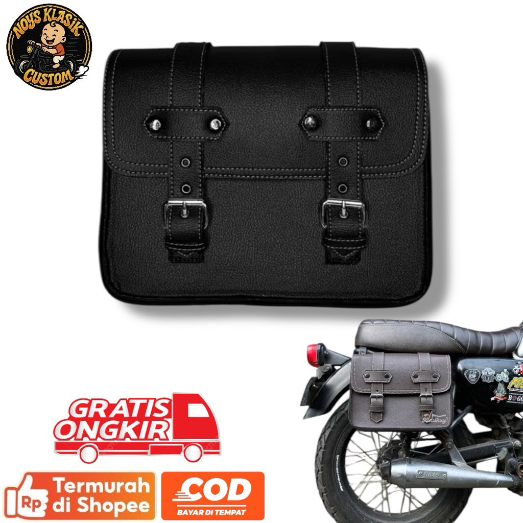 Tas samping sidebag motor klasik custom w175 royal enfield benelli bmw norton bsa re xsr cb100 c70 s