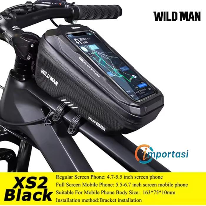 [ravvox] WILD MAN Frame Bag Smartphone Tas Sepeda Phone Holder Waterproof - Black