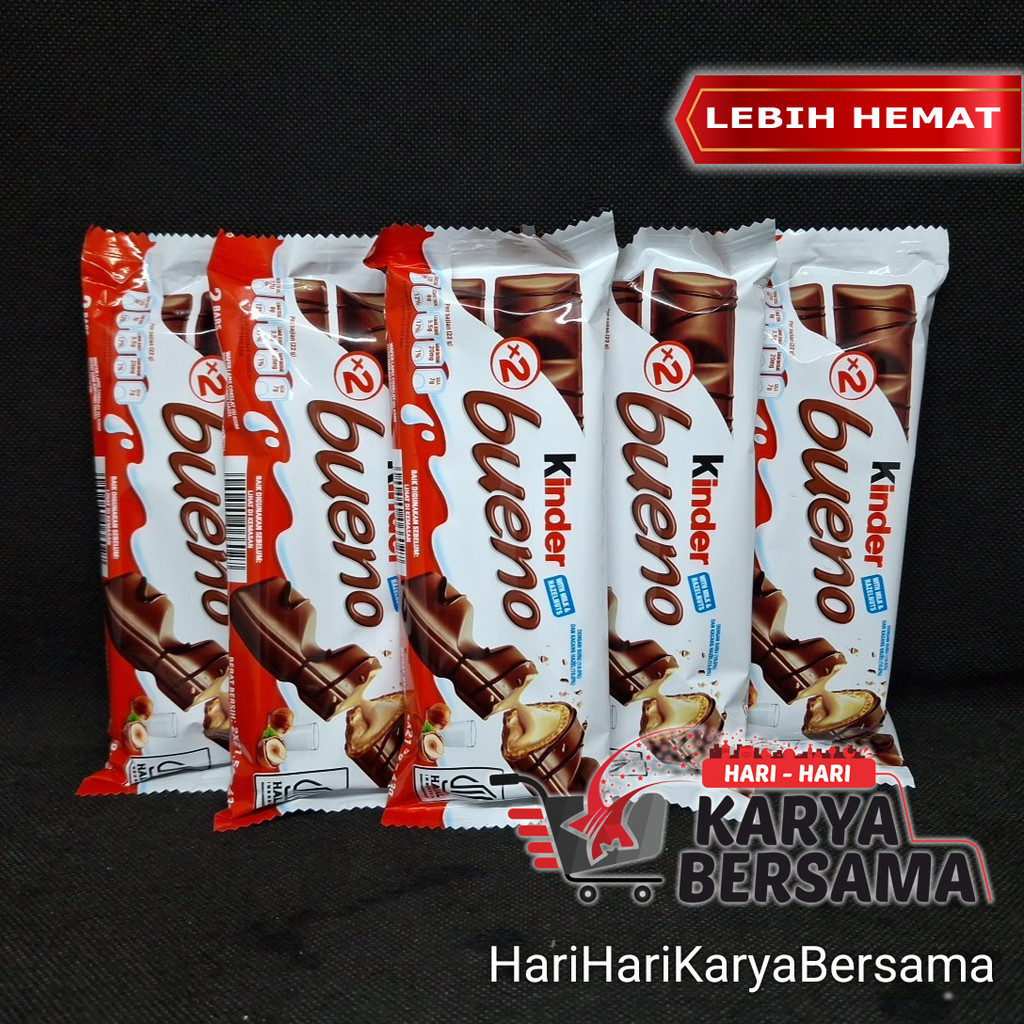 MAKANAN RINGAN KINDER JOY BUENO WAFER LAPIS COKELAT ISI KRIM SUSU DAN HAZEL PER PACK ISI 5'S X 43GR
