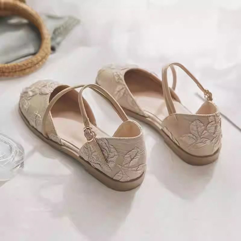 [Tayunji]Sepatu flat Mary Jane retro, sandal tertutup, sandal terbuka wanita, sandal tunggal wanita