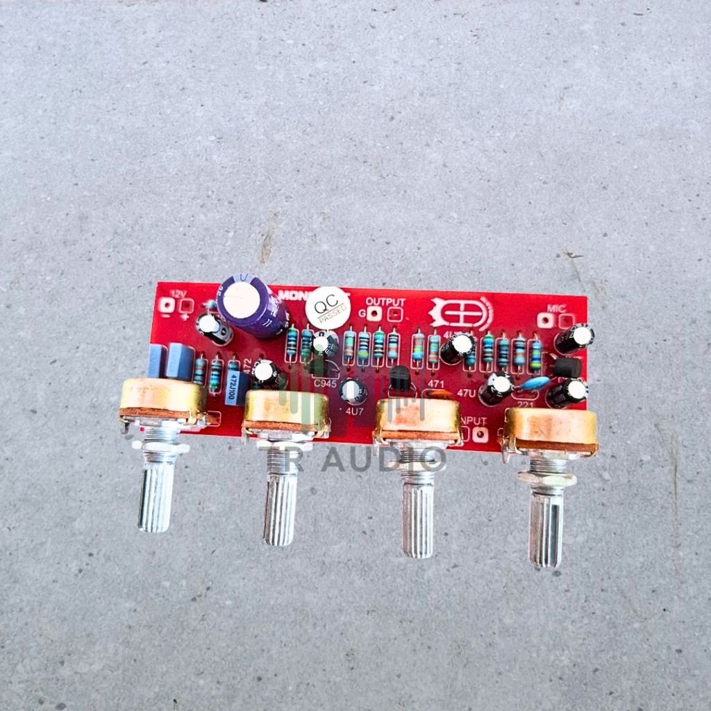 Tone Control Mono Input Mic 4 Potensio Bass Treble Volume Mic DC 12V Lengkap Siap Rakit