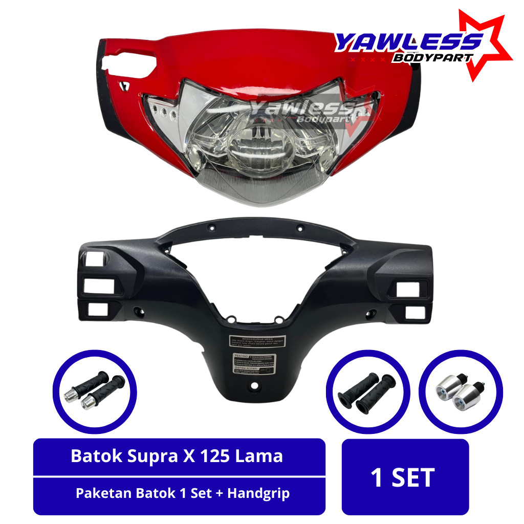 Batok supra X 125 lama merah plus lampu depan supra x 125 lama / totok depan supra x 125 merah