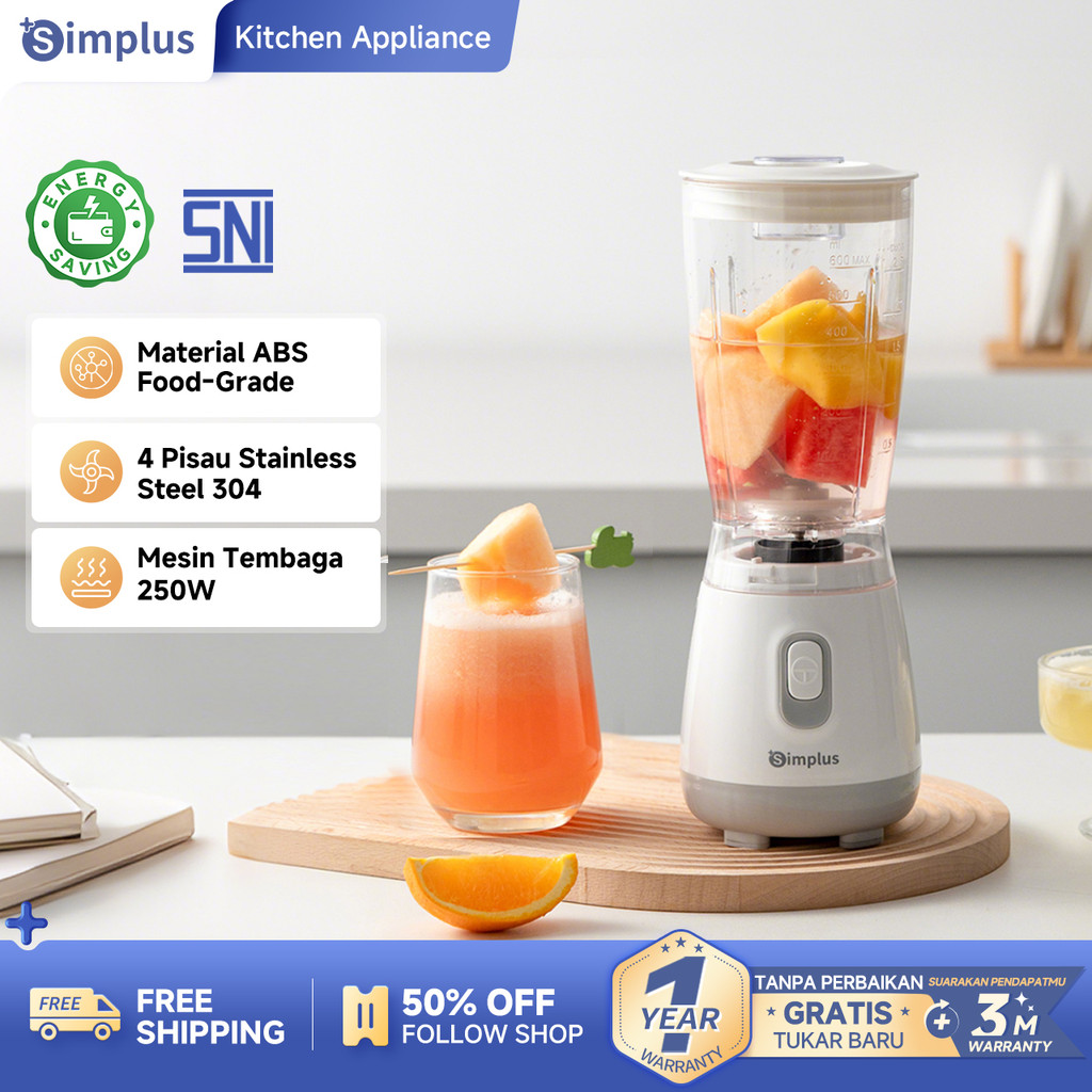 Simplus Blender Jus Multifungsi Motor Tembaga 250W Kapasitas 600ml