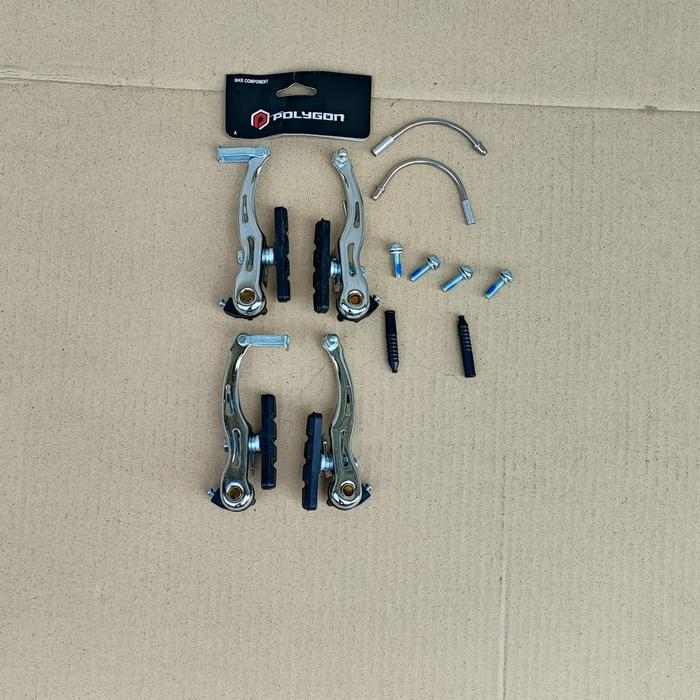 Rem V-brake Set Polygon Monarch Depan Belakang Silver