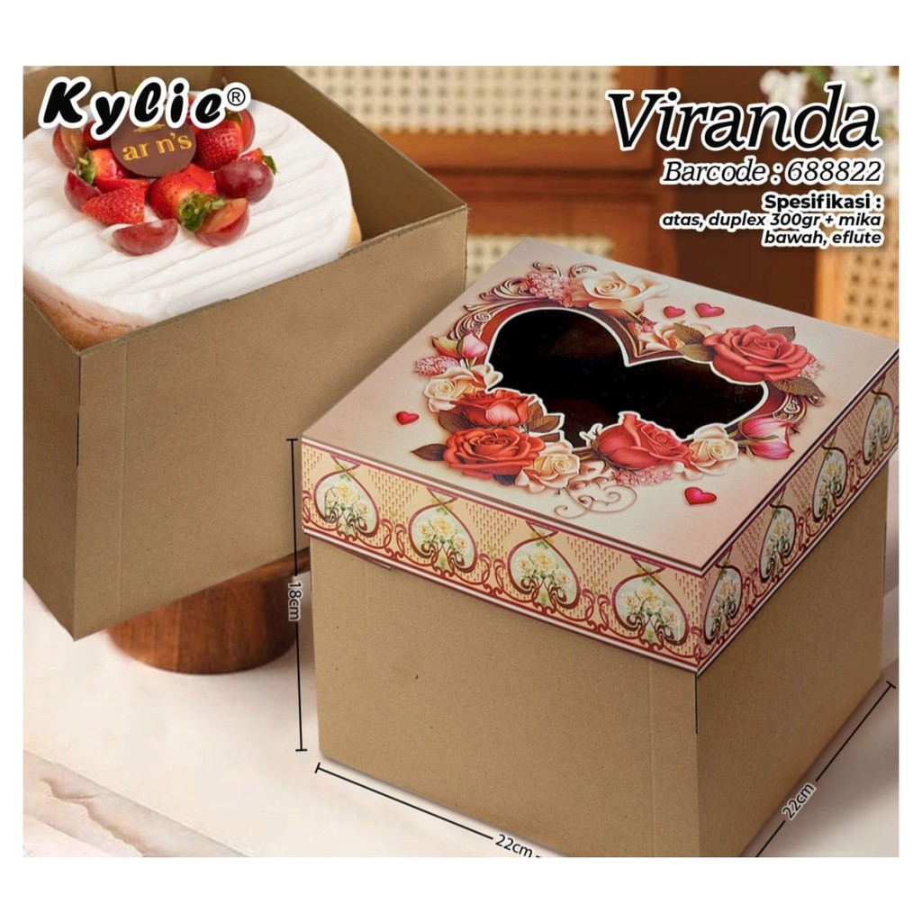 Kardus Cake Box Dus Kue Kotak Ukuran 22x22 cm Tinggi Ulang Tahun Ultah