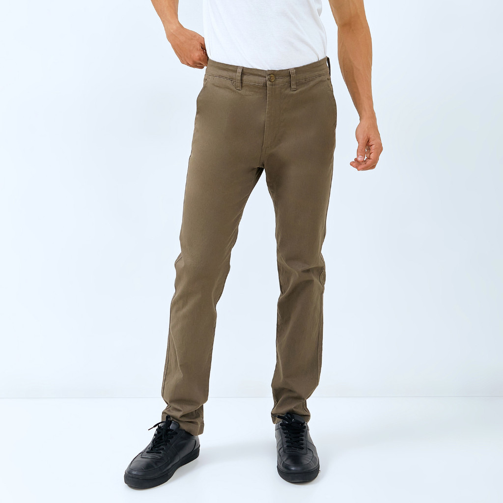 WD & CO. Celana Pria Chino Panjang Brown Slimfit Bahan Stretch | Bahan Melar