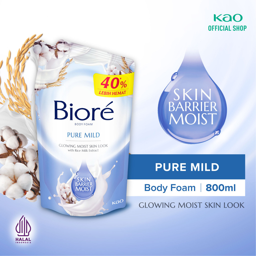 Biore Body Foam Sabun Mandi Cair Pure Mild Pouch 800ml

