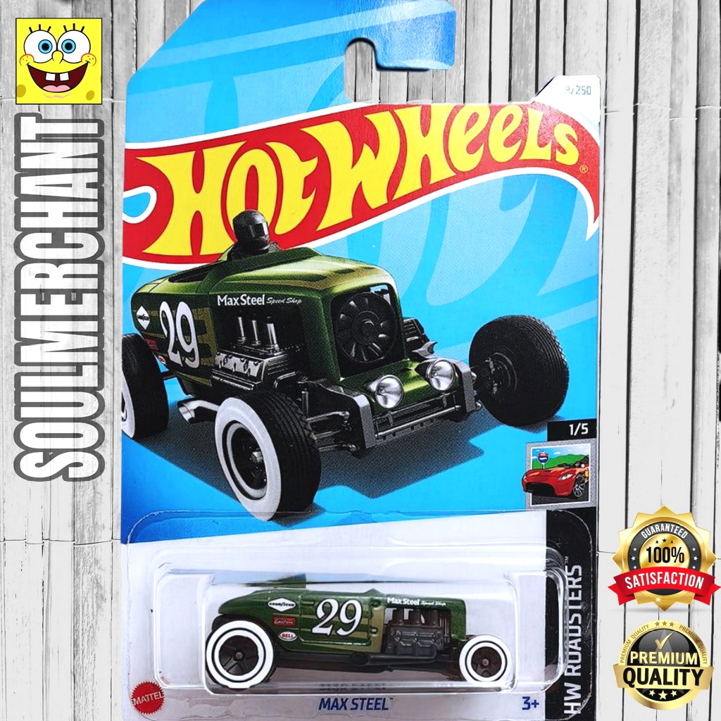 Hot Wheels Max Steel Hijau Diecast Mobil Hotrod Klasik