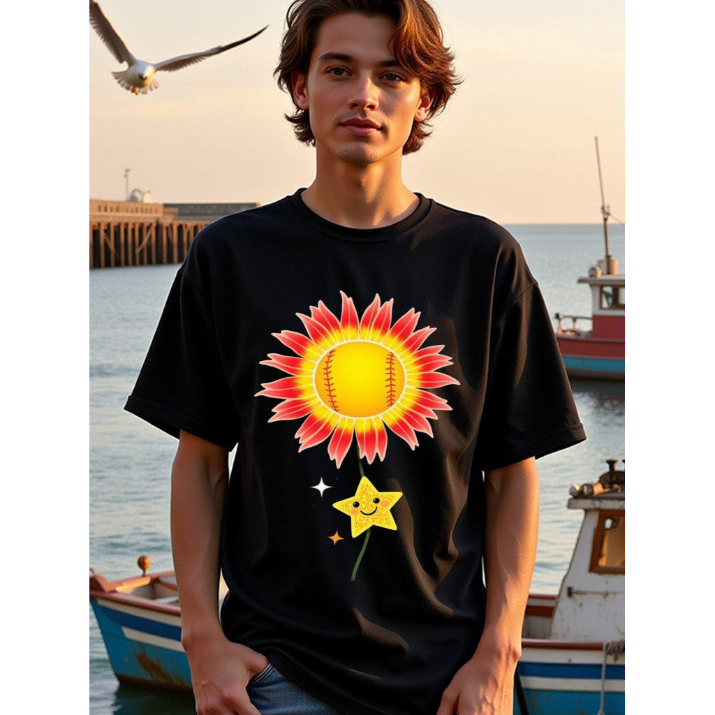 Kaos Pria Cruise - Desain Bunga Matahari Lucu untuk Liburan