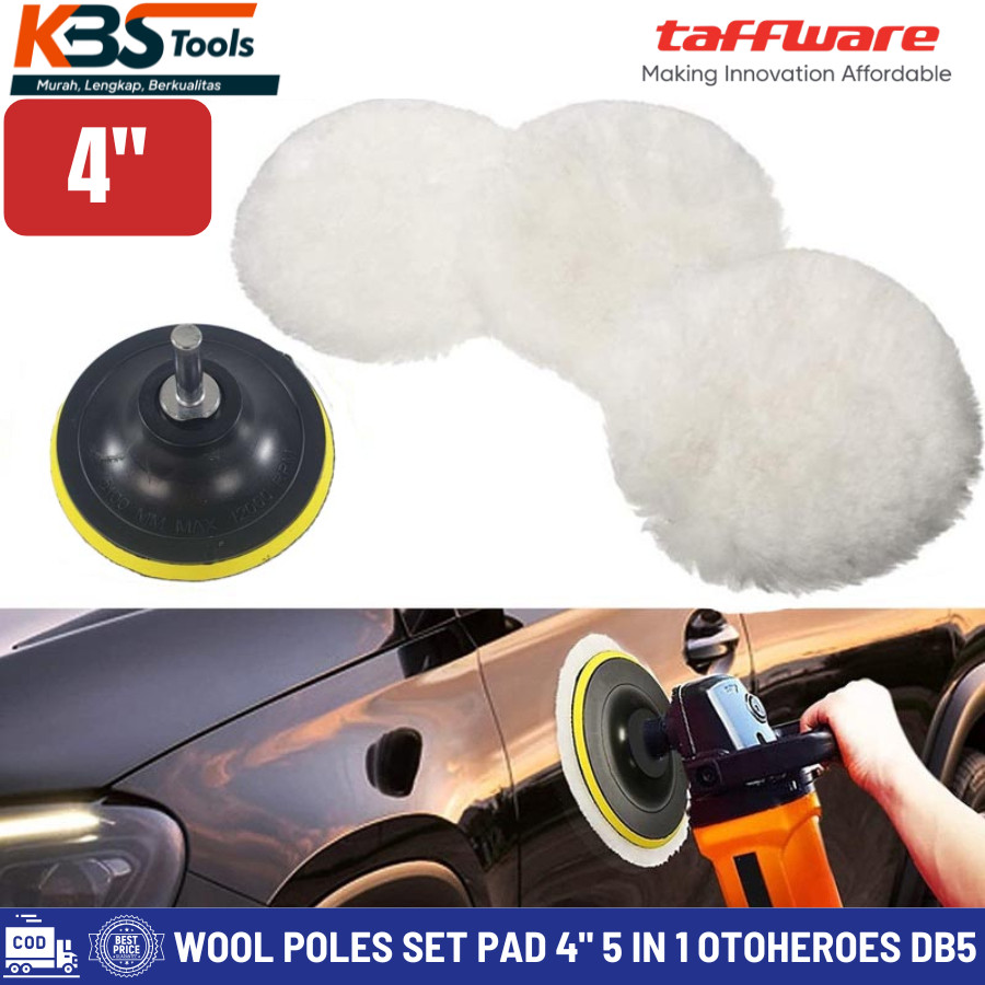 TAFFWARE Paket Wool Poles 4 Inch / 5 Inch Set 5 PCS - Pad Busa Poles Wol Body Mobil - Pad Buffer Pol