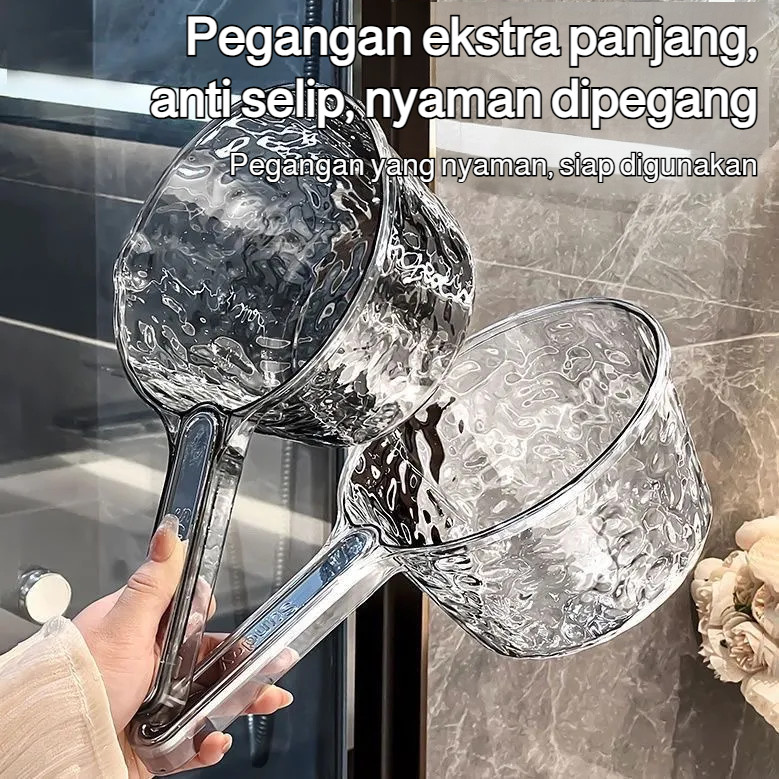3x Lebih Cepat Gayung Air Ergonomis Corak Gelombang Kapasitas Besar - Pegang Panjang/Anti Tumpah/Tah