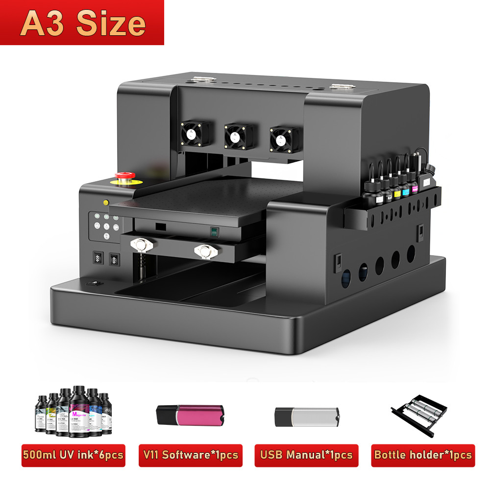 A3 UV Printer XP600 UV Flatbed Printing Machine A3 UV DTF Printer For Pen Bottle Wood UV Flatbed Pri