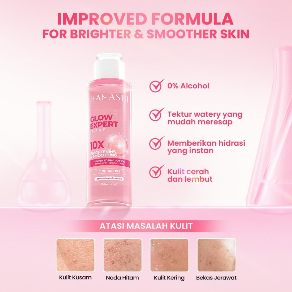 Hanasui Glow Expert Toner Essence Original BPOM Indonesia, Toner Essence Hanasui untuk Perawatan Waj