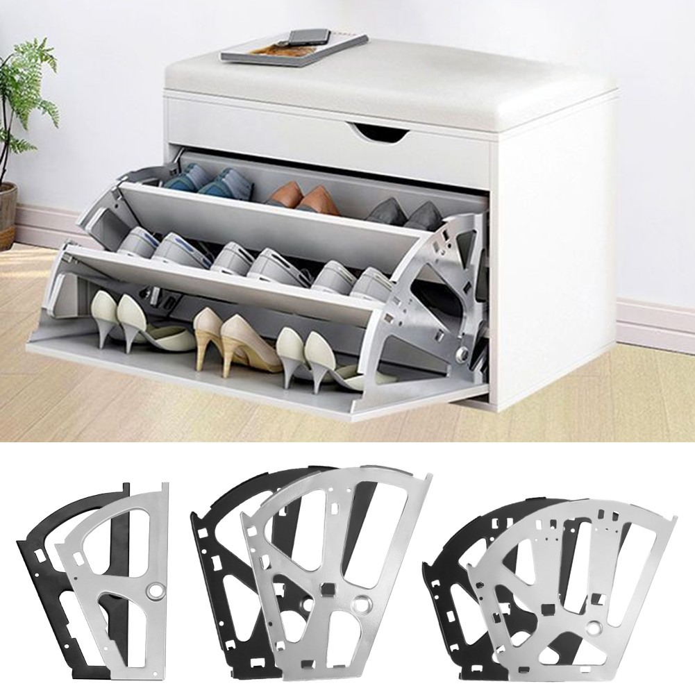 2 Pcs Lapisan Lemari Sepatu Engsel Kerangka Lipat Penyimpanan Furniture