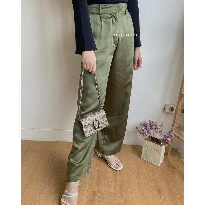 Lula Pants - Celana Kulot Satin - Olive